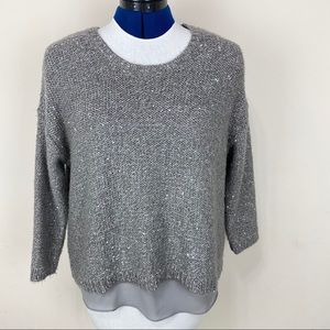 Jennifer Lopez Metallic High Low Sweater Sz Med
